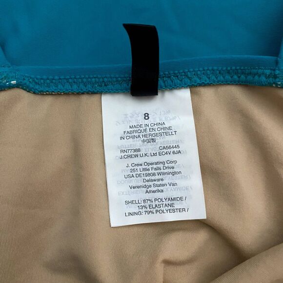 J. Crew Plunge V-Neck One Piece Swimsuit Solid Teal Blue Green Classic Size 8 - Picture 6 of 6